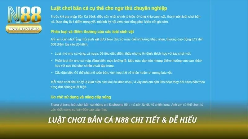 Cách Chơi Bắn Cá Thần Rồng N88 - Bật Mí Bí Kíp Thắng 2026 Giao diện game bắn cá trực tuyến sinh động